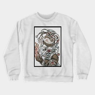 Steampunk Devil Ferret - White Outline Crewneck Sweatshirt